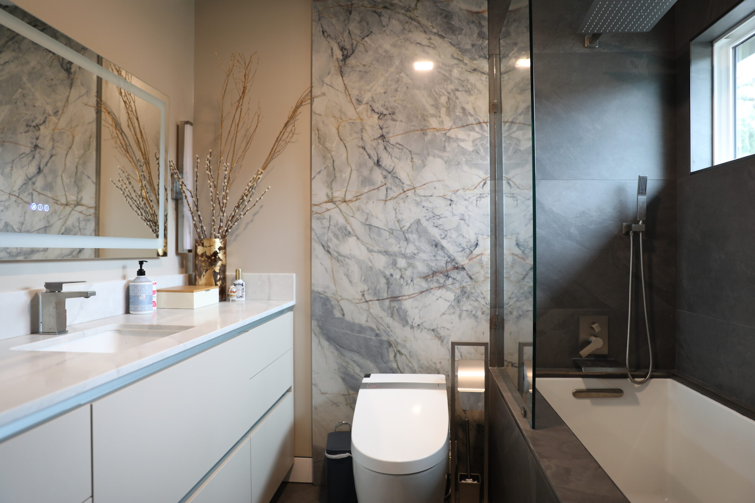 Luxury marble bathroom remodel in Bay Area home