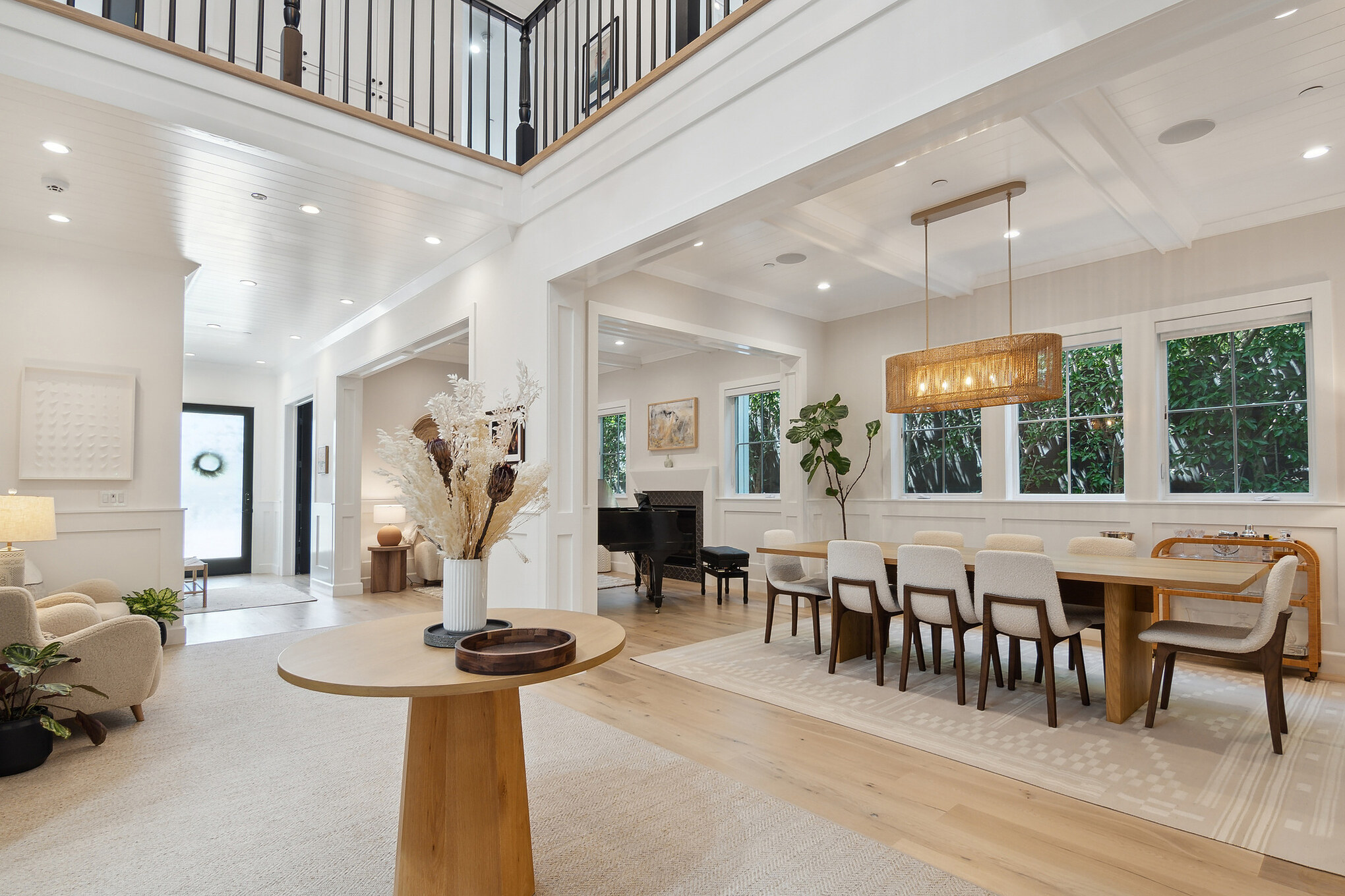 Los Angeles 806 whole house remodel - open concept living and dining with double-height ceiling