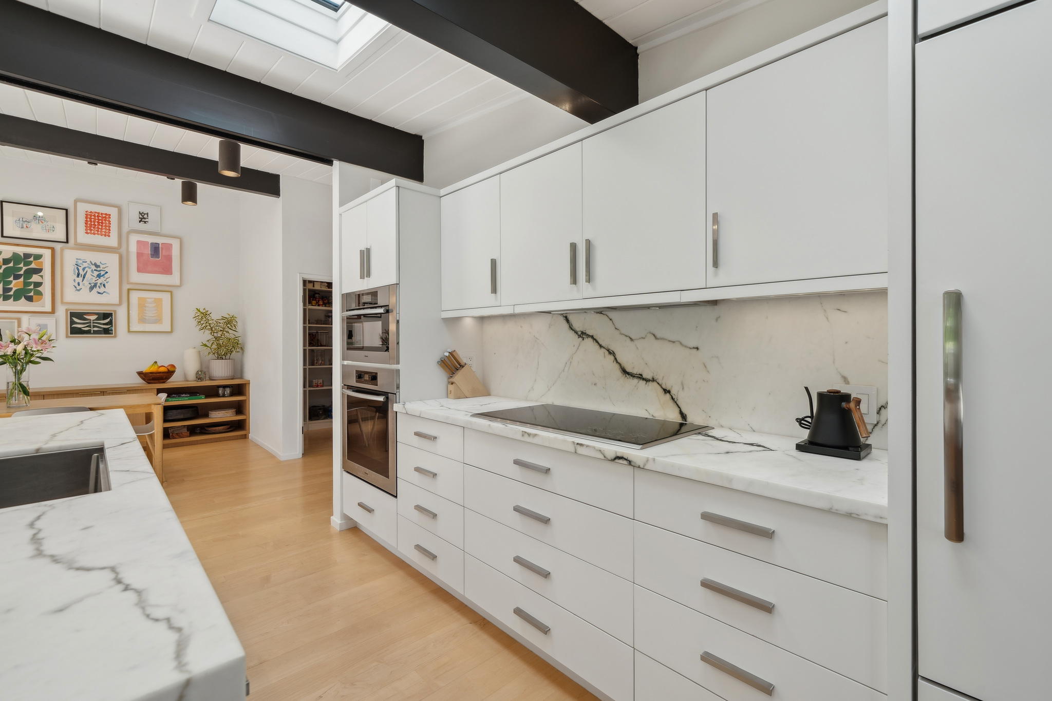 Kitchen detail, stone and oak